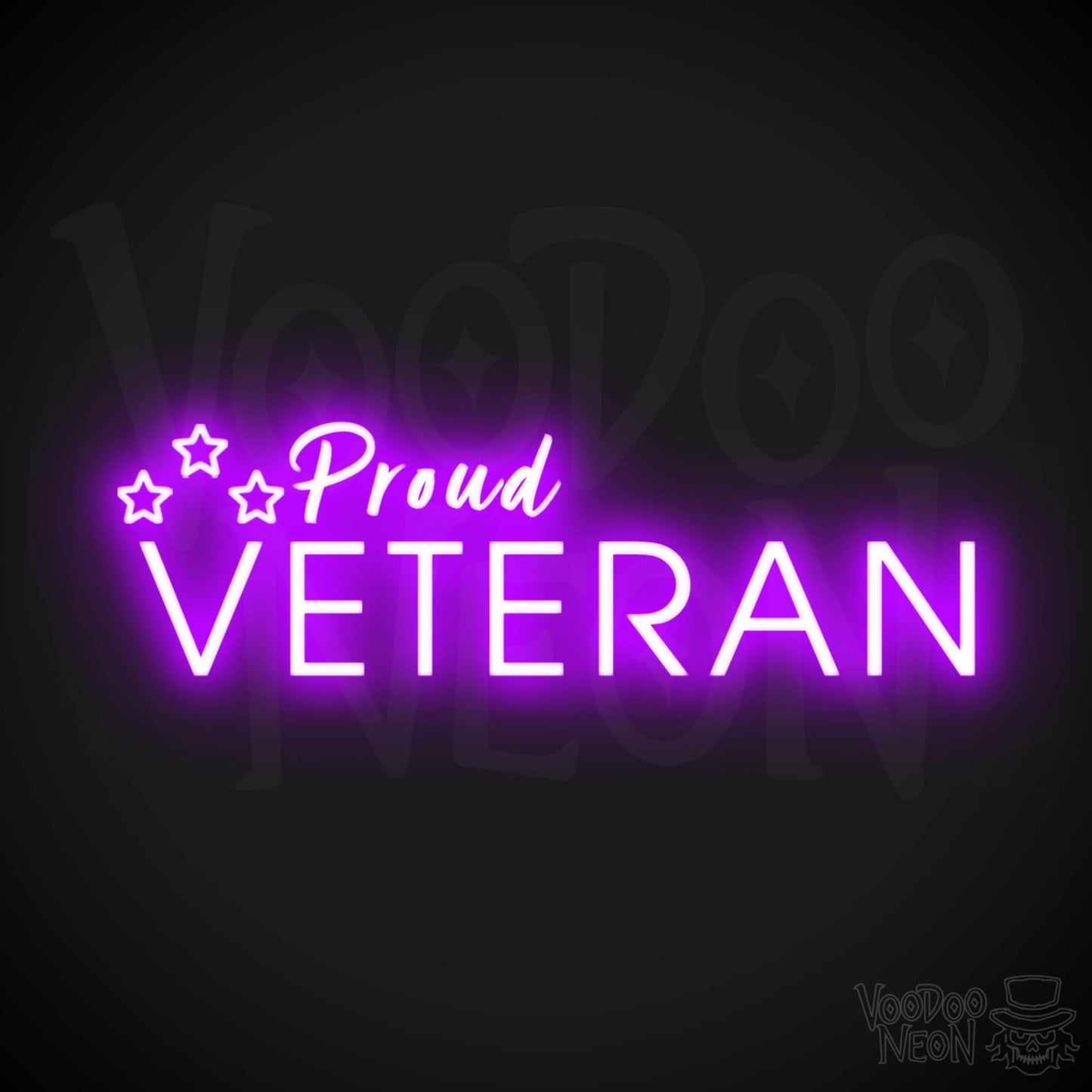 Proud Veteran Neon Sign - Proud Veteran Sign - LED Light - Color Purple