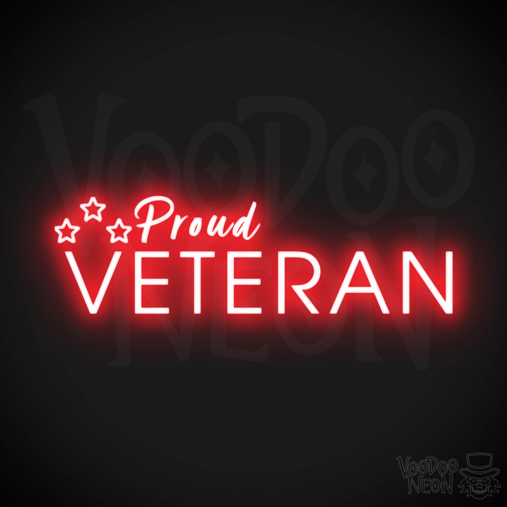 Proud Veteran Neon Sign - Proud Veteran Sign - LED Light - Color Red