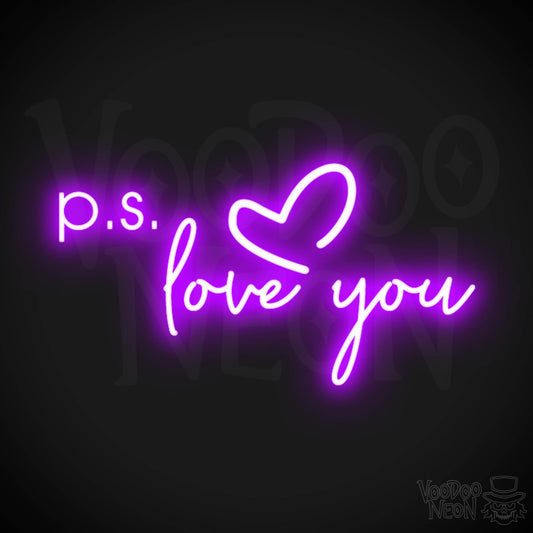 PS Love You Neon Sign - PS Love You Sign - LED Sign - Color Purple