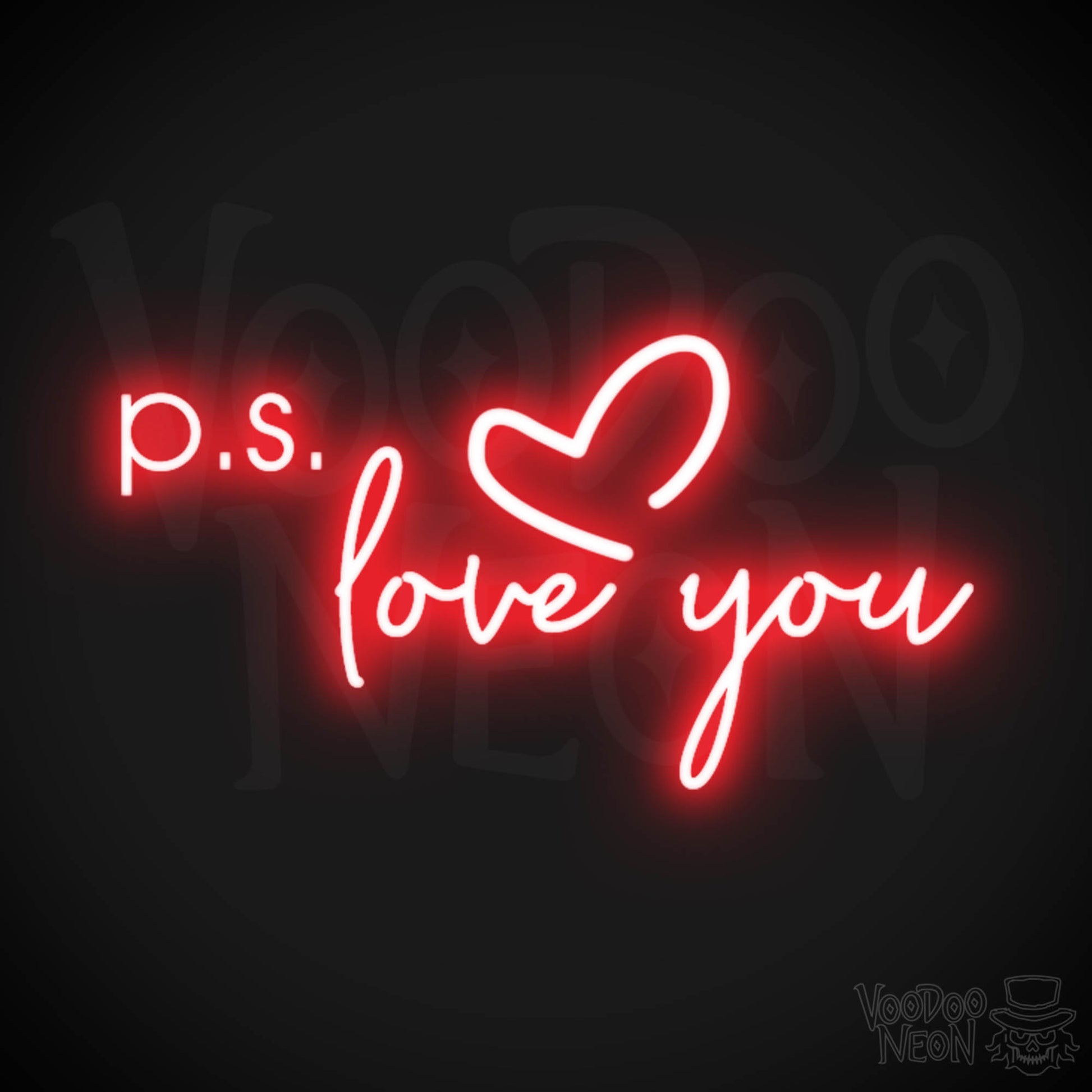 PS Love You Neon Sign - PS Love You Sign - LED Sign - Color Red