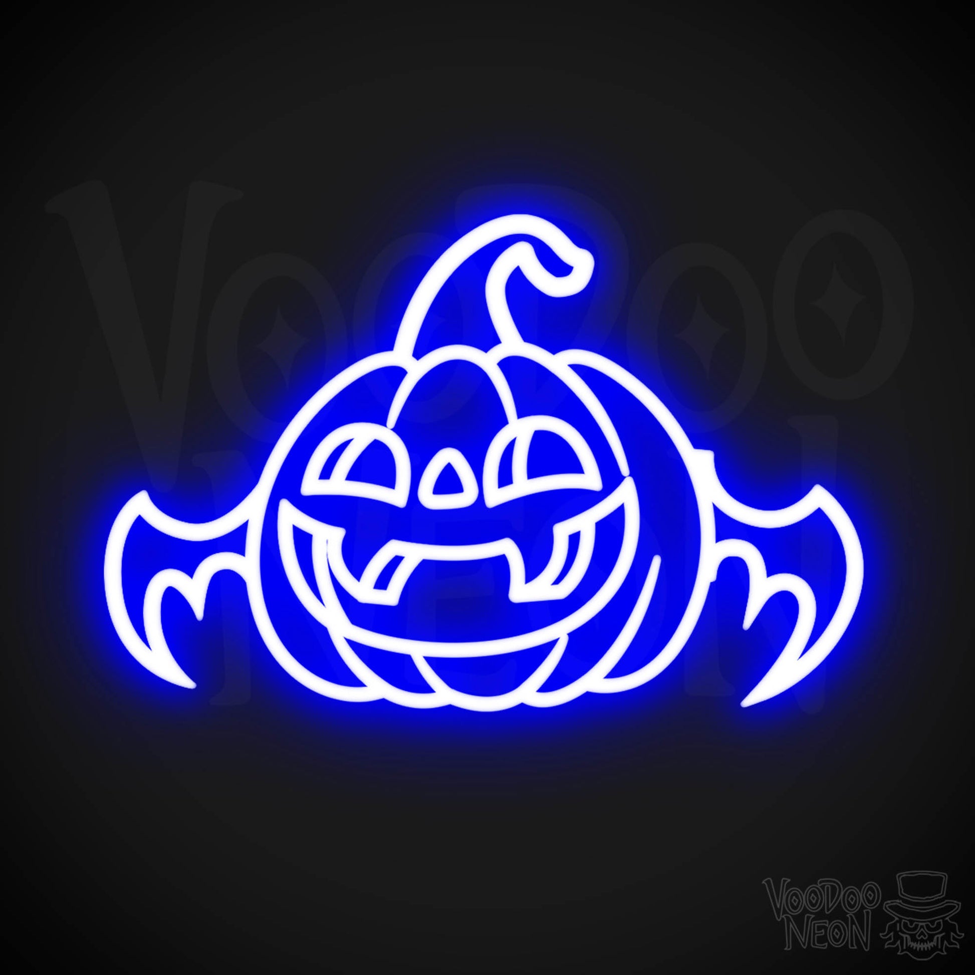 Neon Pumpkin Sign - Pumpkin Neon Sign - LED Halloween Artwork - Color Dark Blue