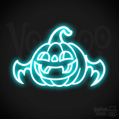 Neon Pumpkin Sign - Pumpkin Neon Sign - LED Halloween Artwork - Color Ice Blue