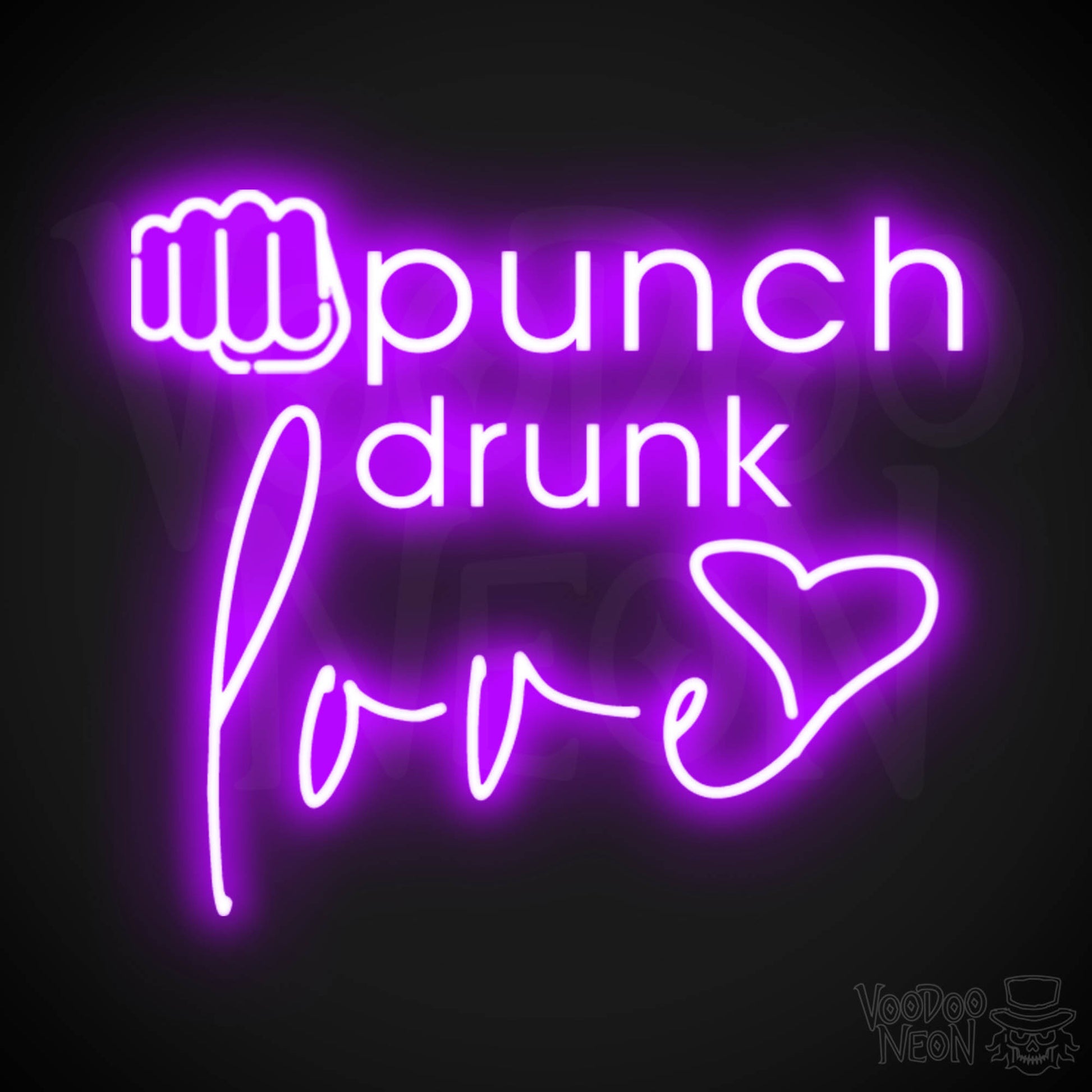 Punch Drunk Love Neon Sign - Neon Punch Drunk Love Sign - Color Purple