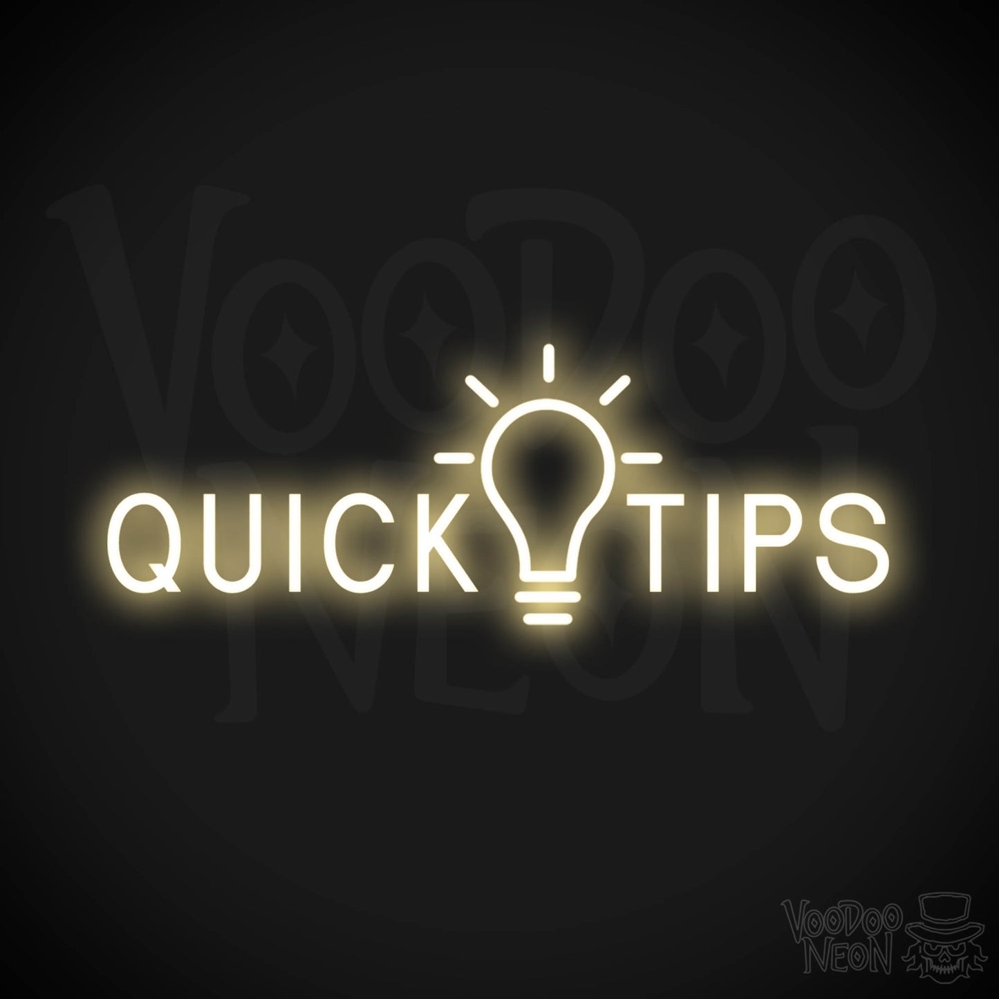 Quick Tips Neon Sign - Neon Quick Tips Sign - Color Warm White