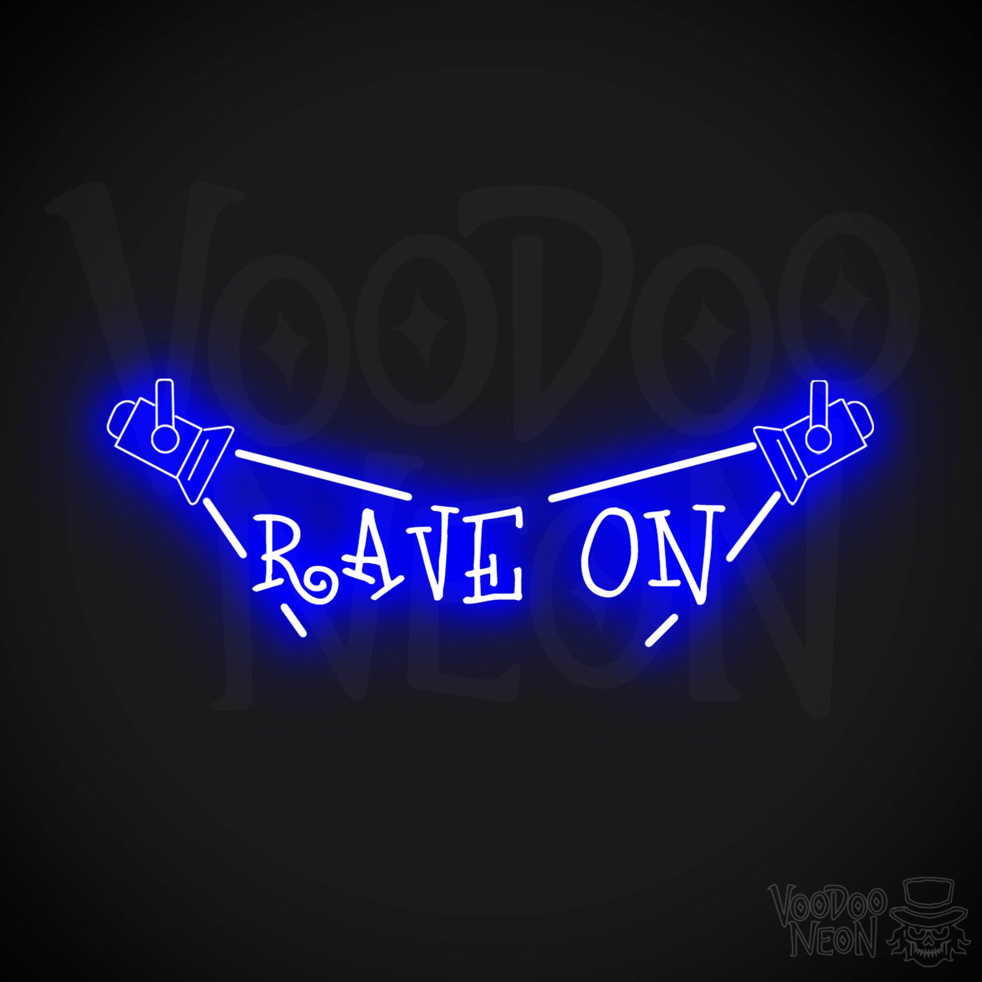 Rave On Neon Sign - Neon Rave Sign - LED Wall Art - Color Dark Blue
