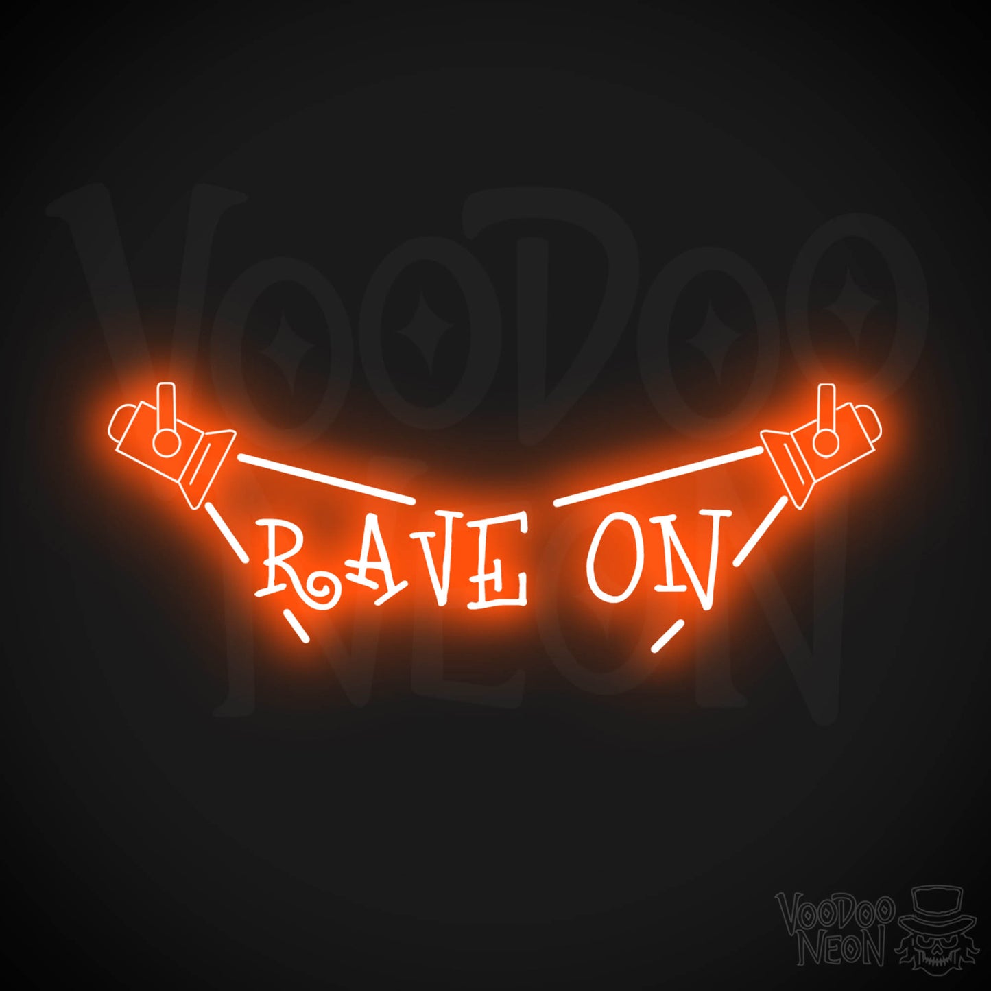 Rave On Neon Sign - Neon Rave Sign - LED Wall Art - Color Orange