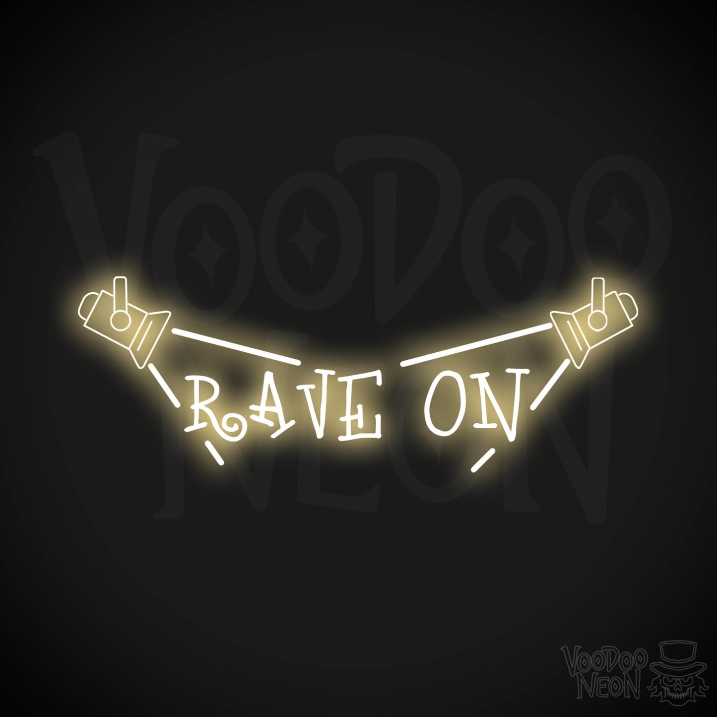 Rave On Neon Sign - Neon Rave Sign - LED Wall Art - Color Warm White