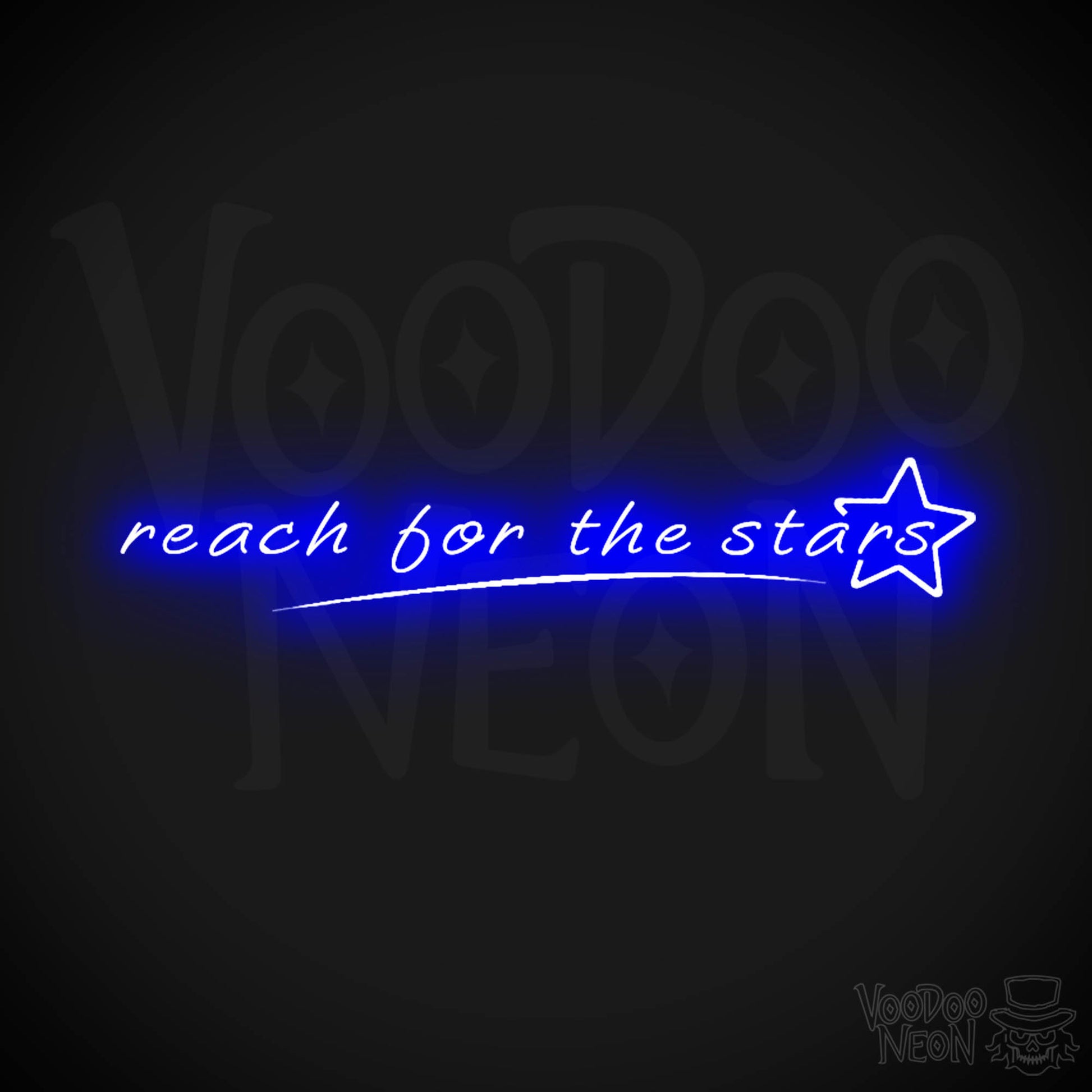 Reach For The Stars Neon Sign - LED Wall Art - Color Dark Blue