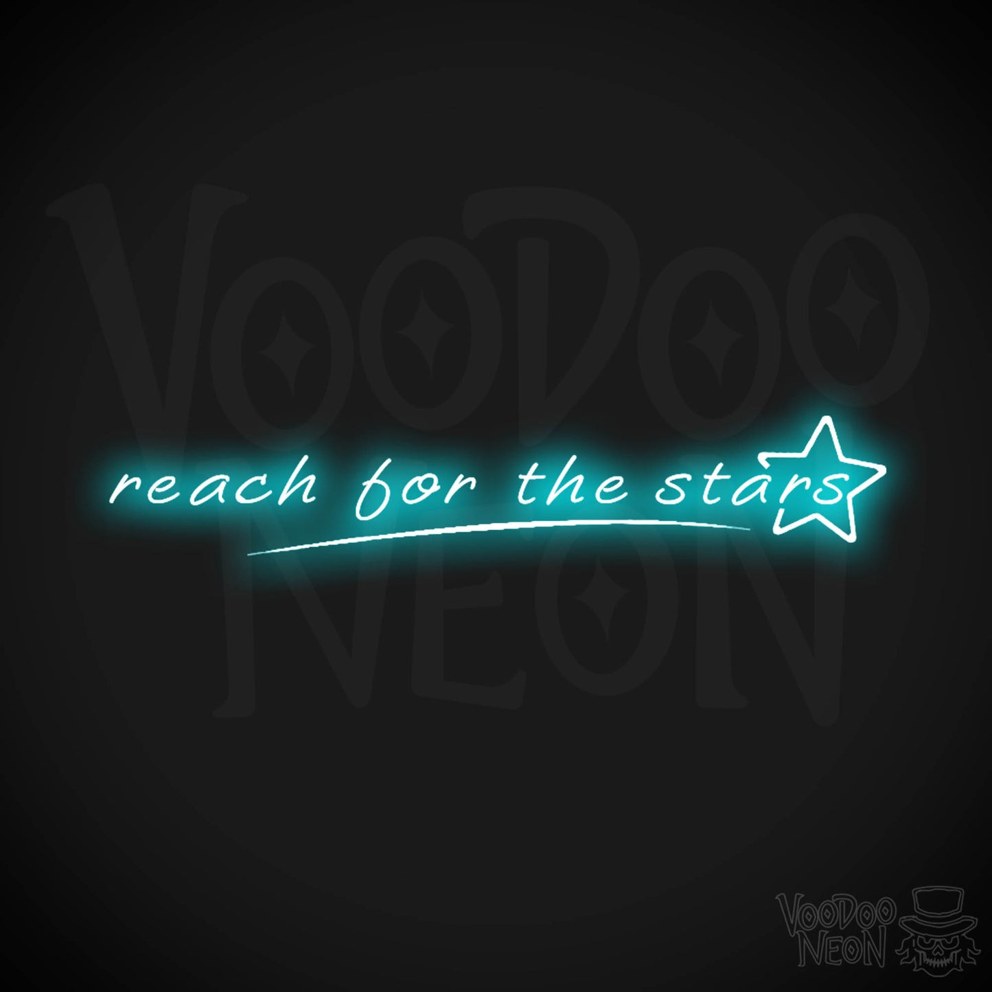Reach For The Stars Neon Sign - LED Wall Art - Color Ice Blue