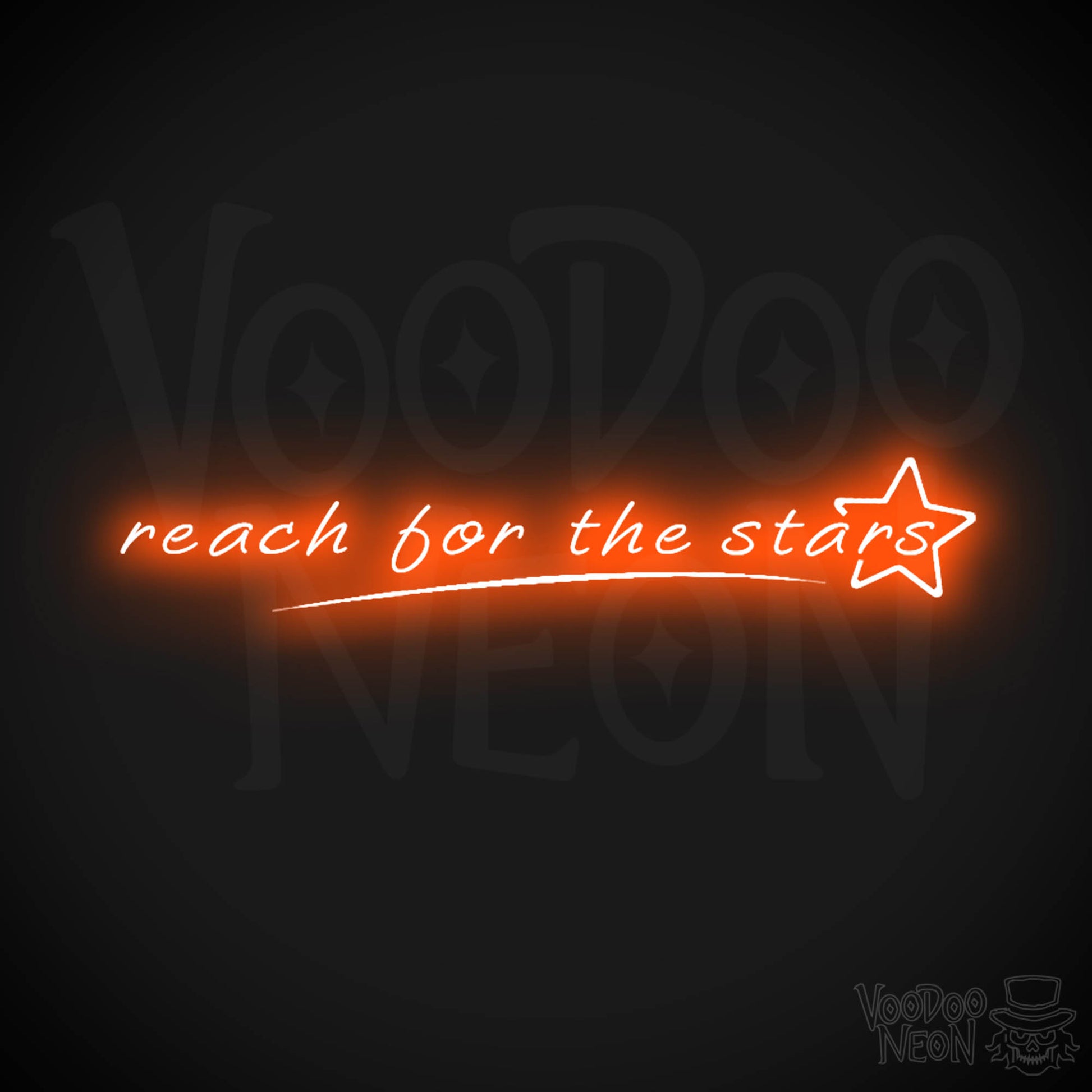 Reach For The Stars Neon Sign - LED Wall Art - Color Orange