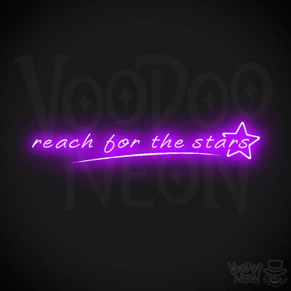 Reach For The Stars Neon Sign - LED Wall Art - Color Purple