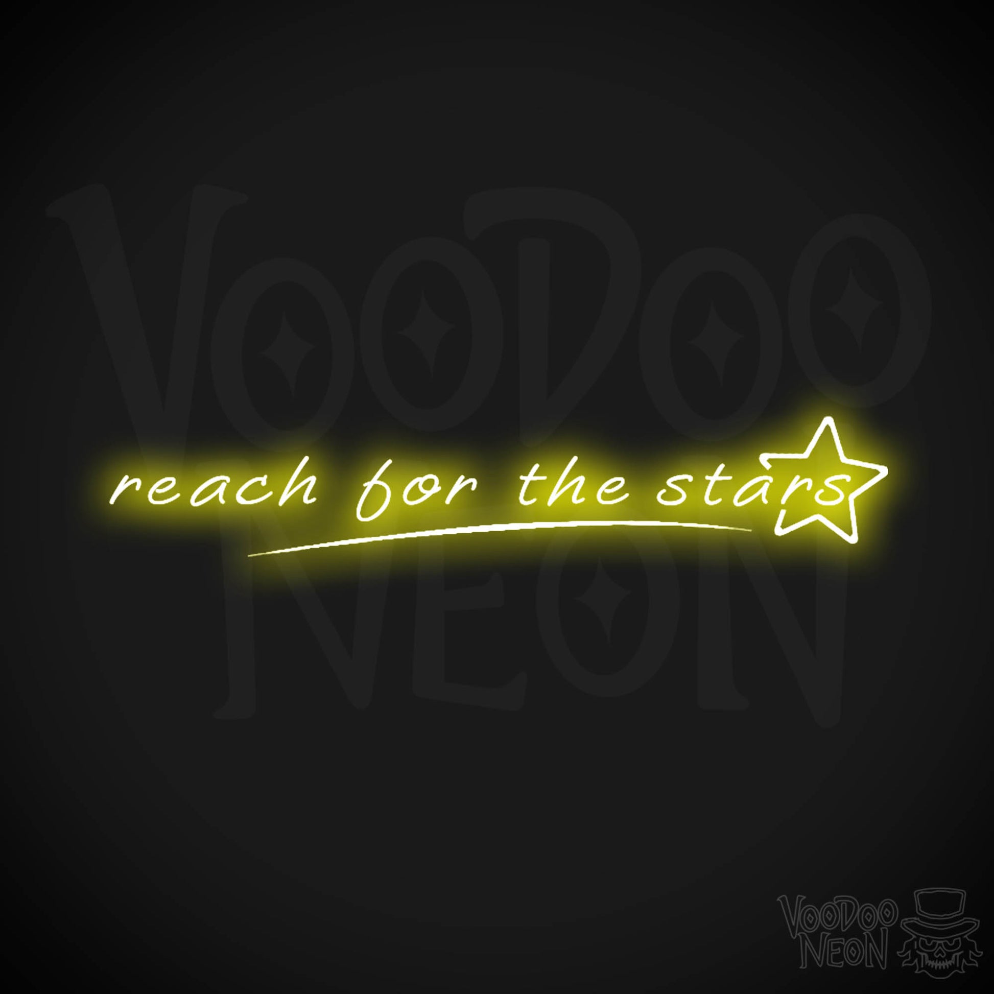 Reach For The Stars Neon Sign - LED Wall Art - Color Yellow