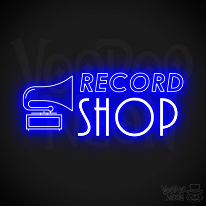 Record Shop Neon Sign - Neon Record Shop Sign - Color Dark Blue