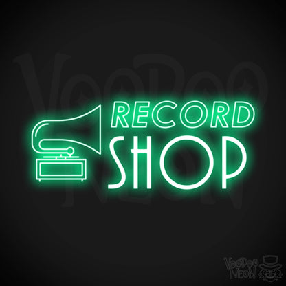 Record Shop Neon Sign - Neon Record Shop Sign - Color Green