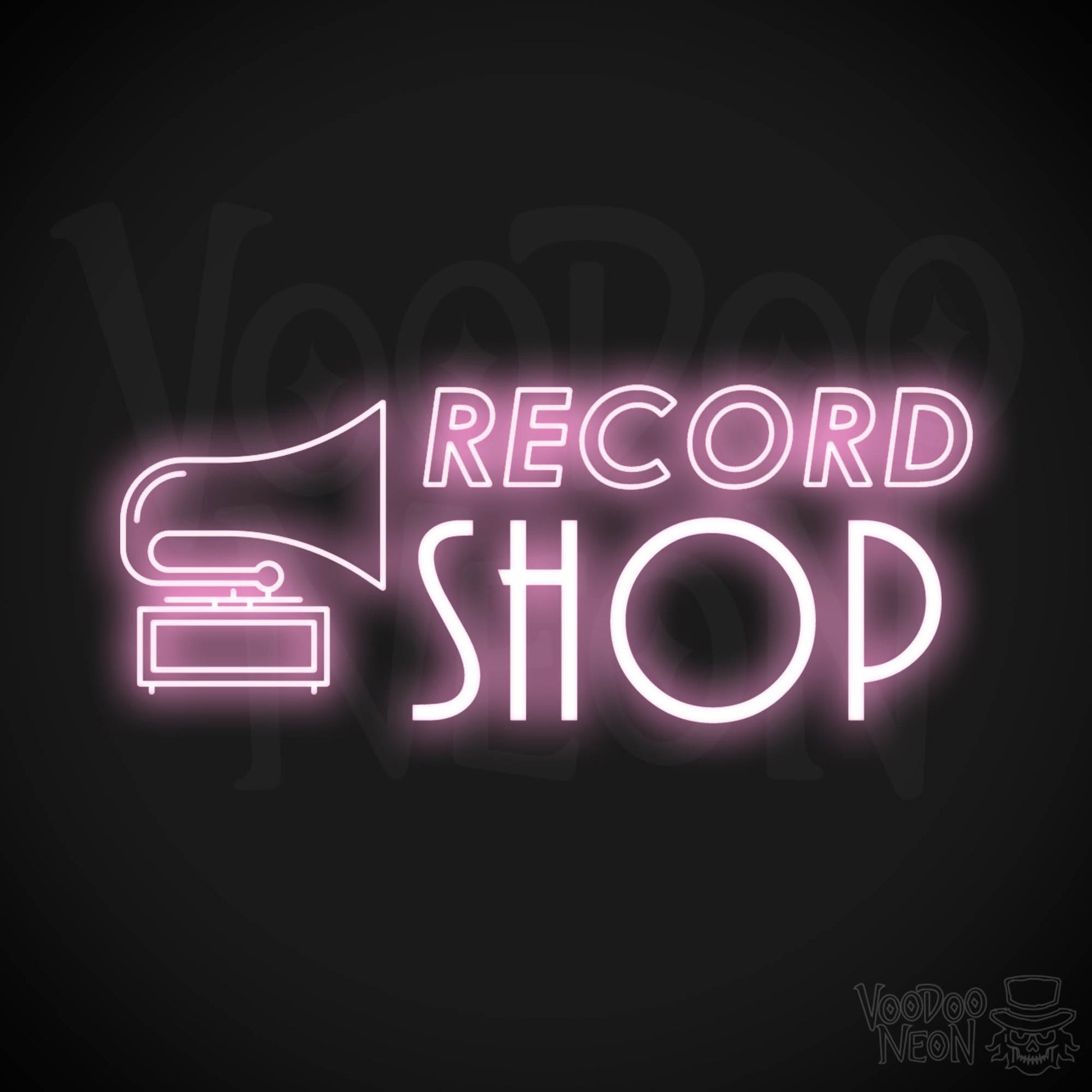Record Shop Neon Sign - Neon Record Shop Sign - Color Light Pink