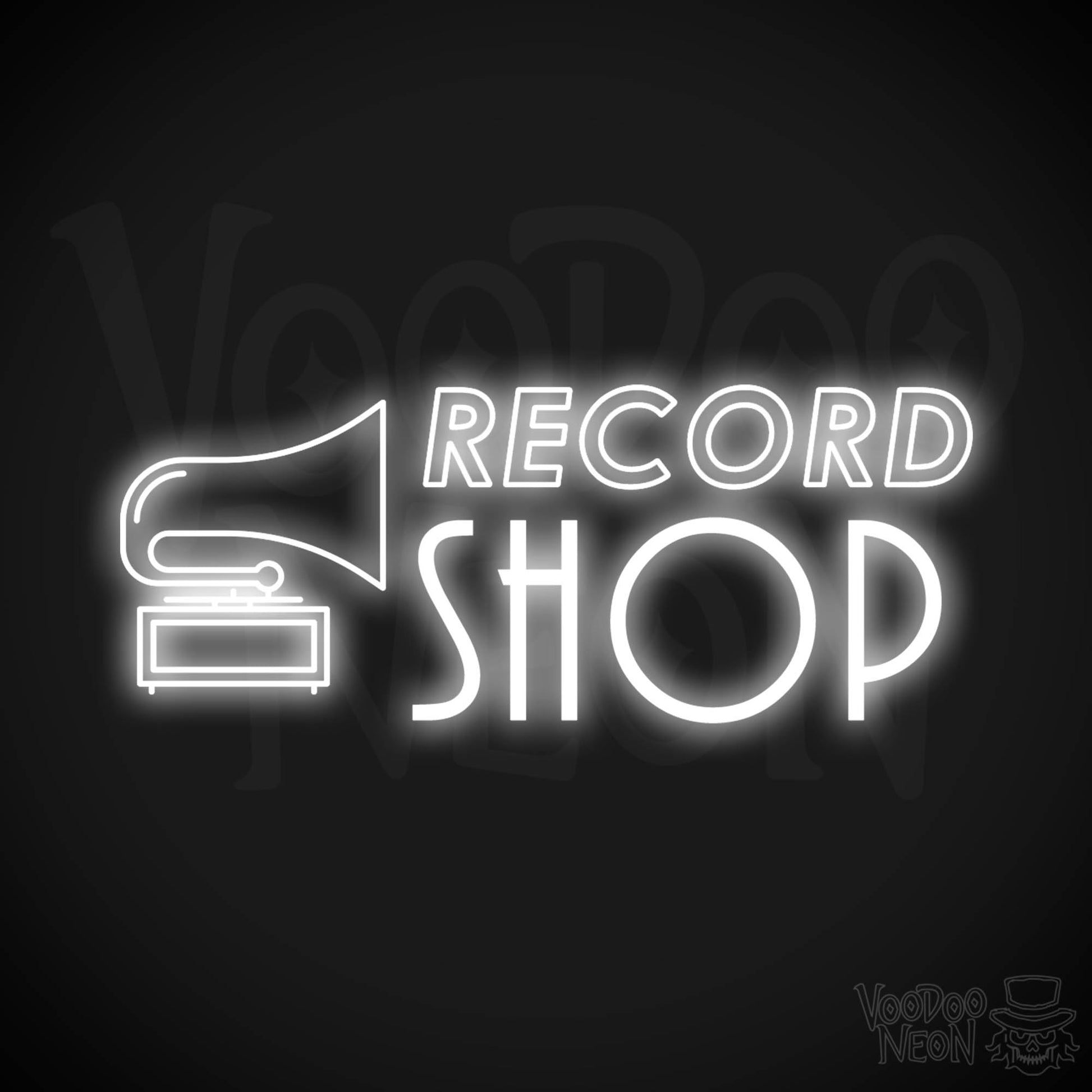 Record Shop Neon Sign - Neon Record Shop Sign - Color White
