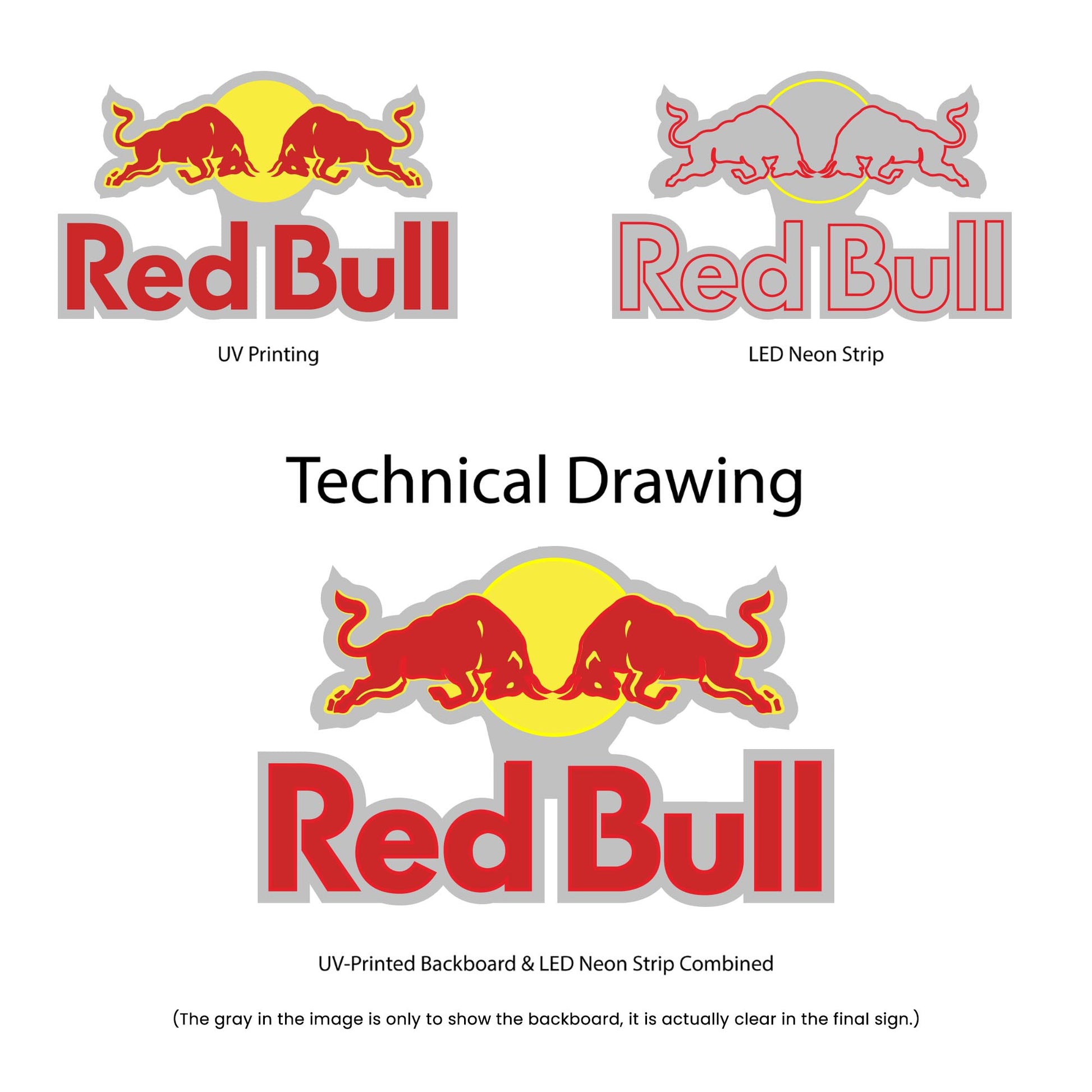 Red Bull neon sign - Technical Drawing