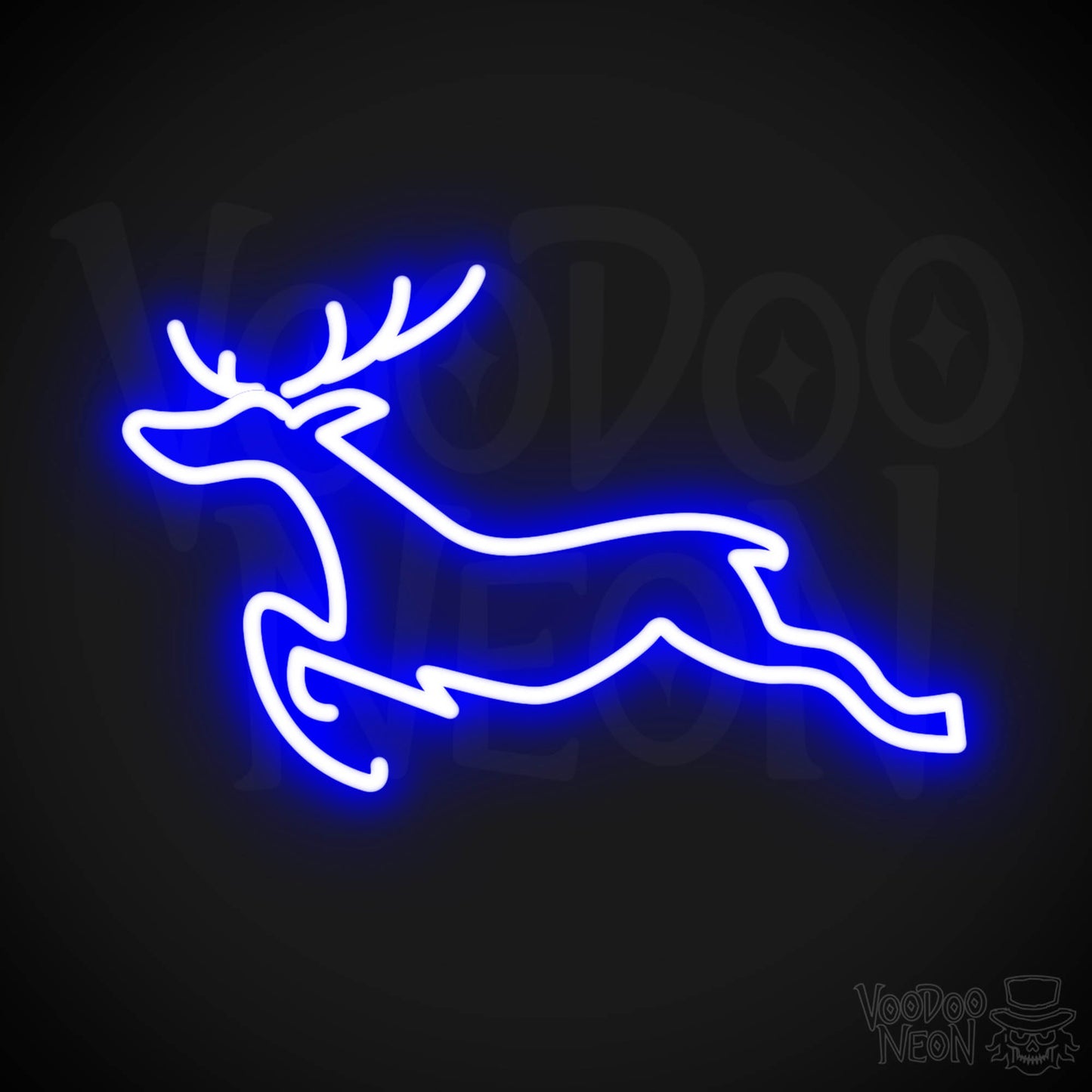Reindeer Neon Sign - Neon Reindeer Wall Art - Christmas Neon Sign - Color Dark Blue