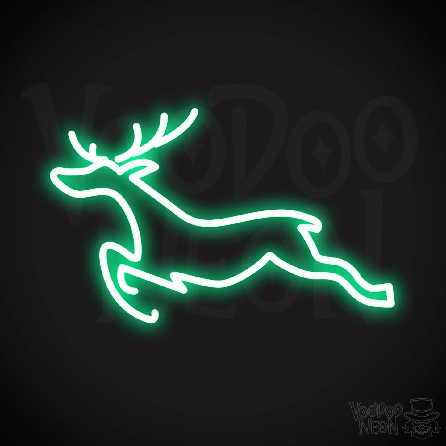 Reindeer Neon Sign - Neon Reindeer Wall Art - Christmas Neon Sign - Color Green