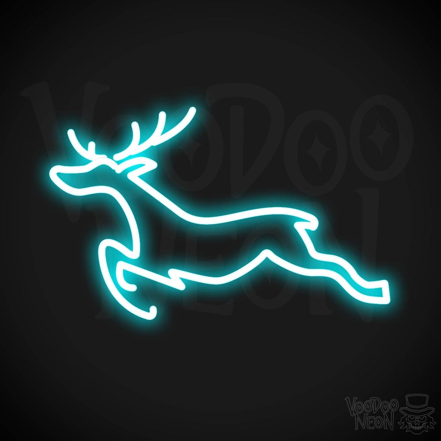 Reindeer Neon Sign - Neon Reindeer Wall Art - Christmas Neon Sign - Color Ice Blue