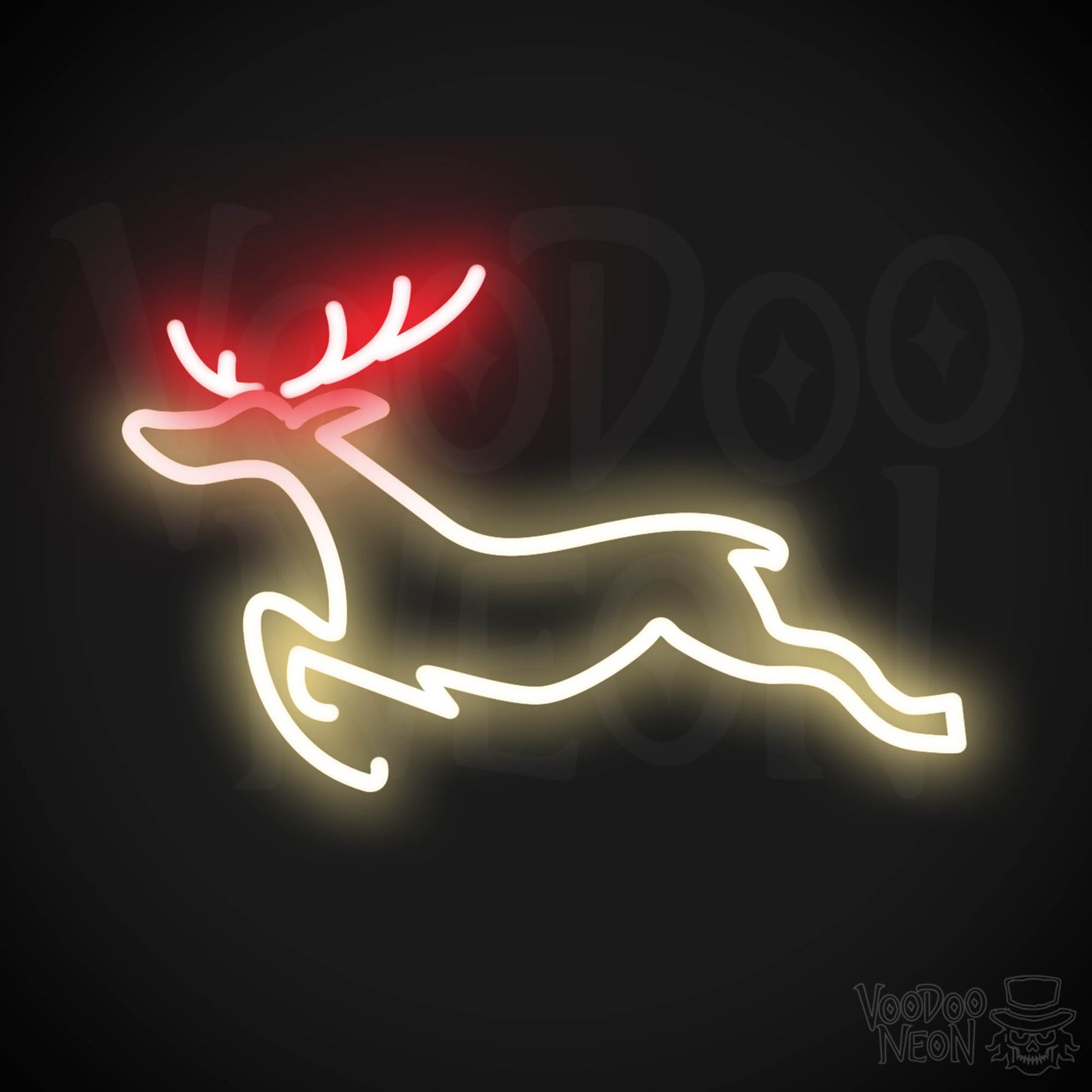 Reindeer Neon Sign - Neon Reindeer Wall Art - Christmas Neon Sign - Color Multi-Color