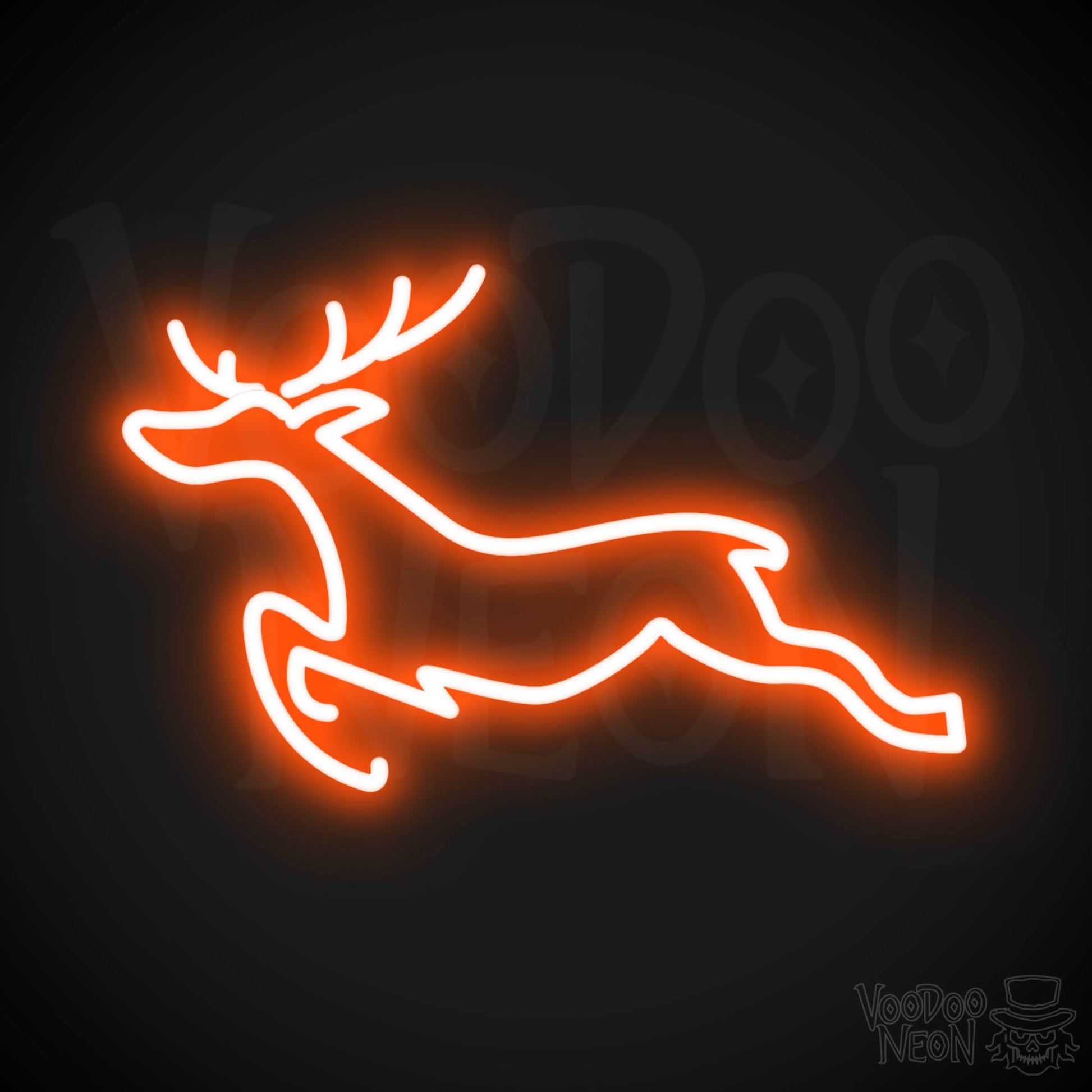 Reindeer Neon Sign - Neon Reindeer Wall Art - Christmas Neon Sign - Color Orange
