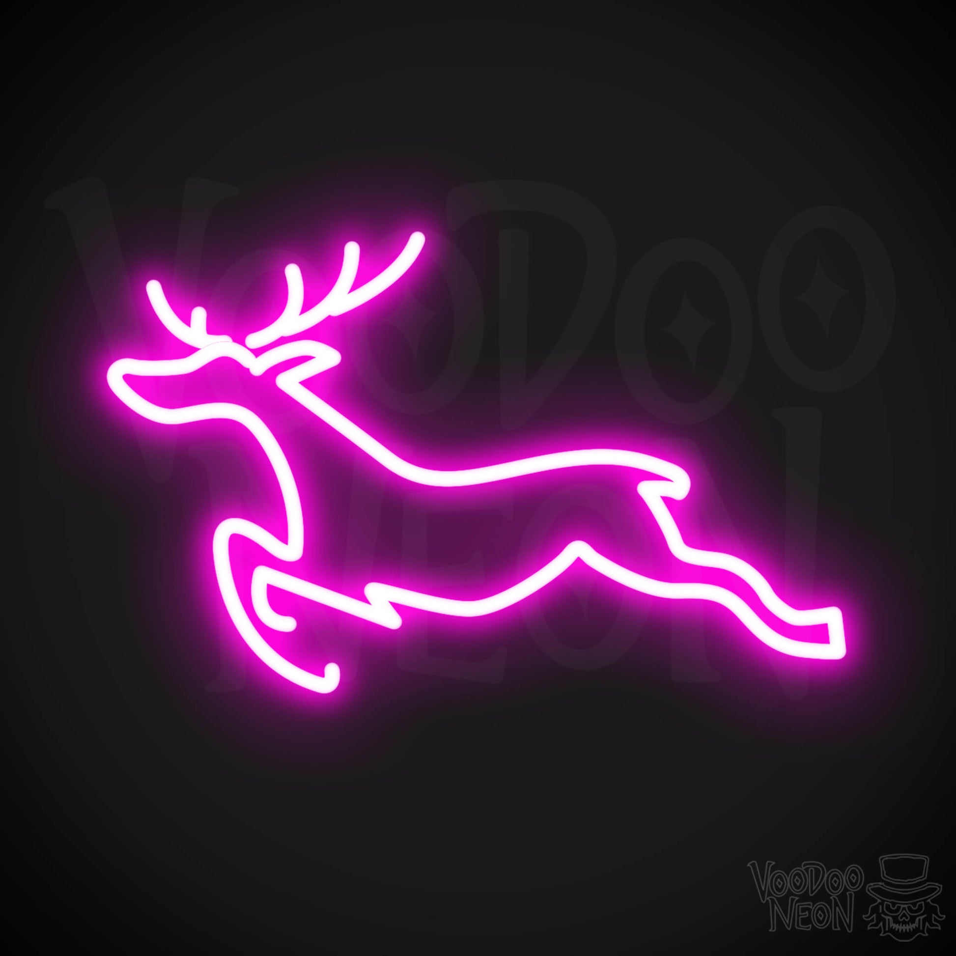 Reindeer Neon Sign - Neon Reindeer Wall Art - Christmas Neon Sign - Color Pink