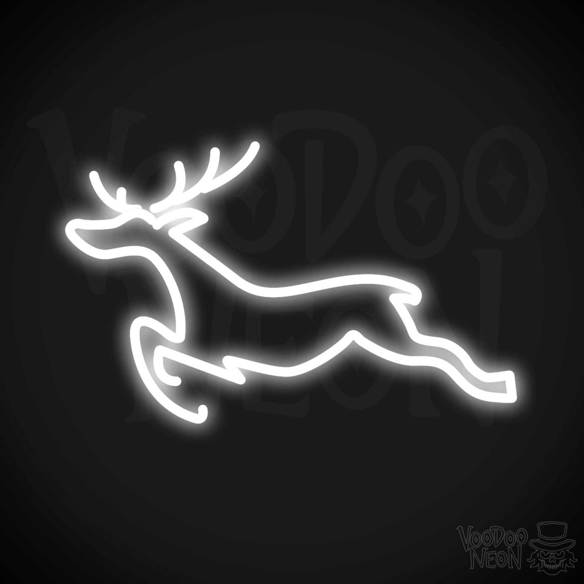 Reindeer Neon Sign - Neon Reindeer Wall Art - Christmas Neon Sign - Color White