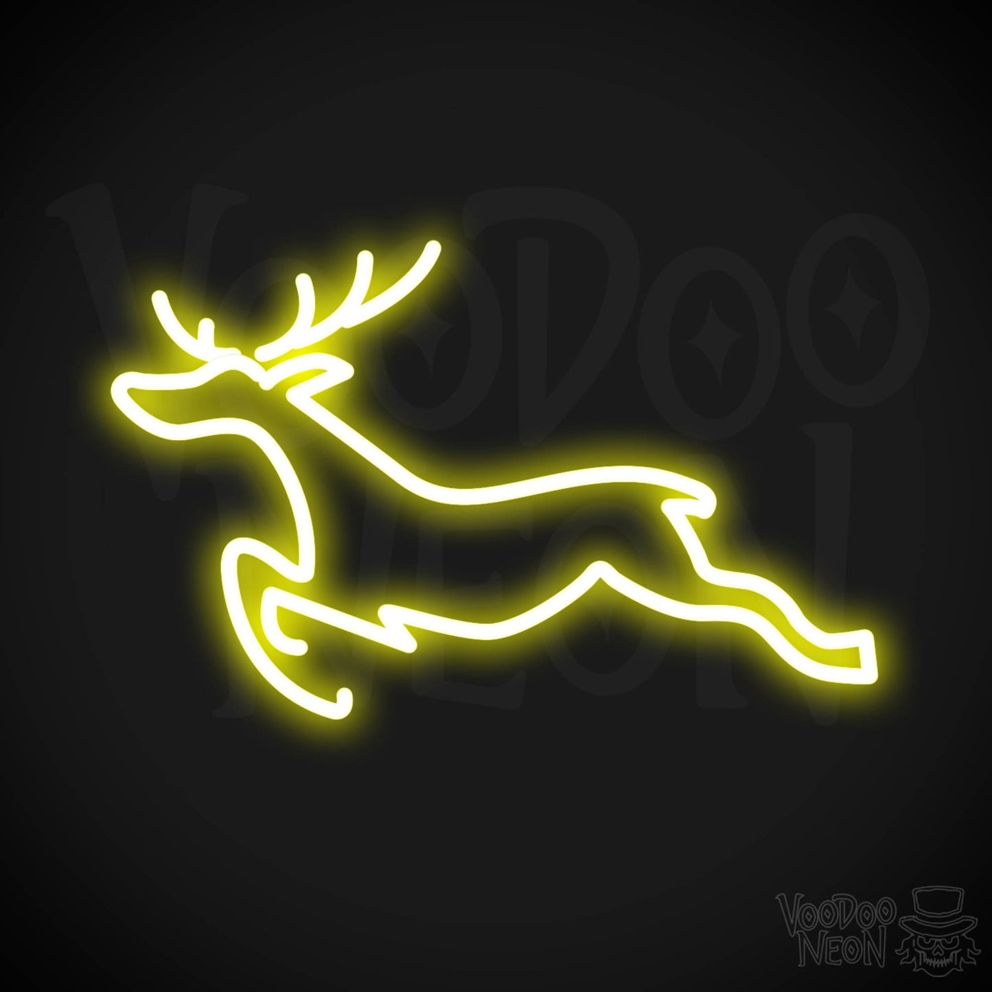 Reindeer Neon Sign - Neon Reindeer Wall Art - Christmas Neon Sign - Color Yellow