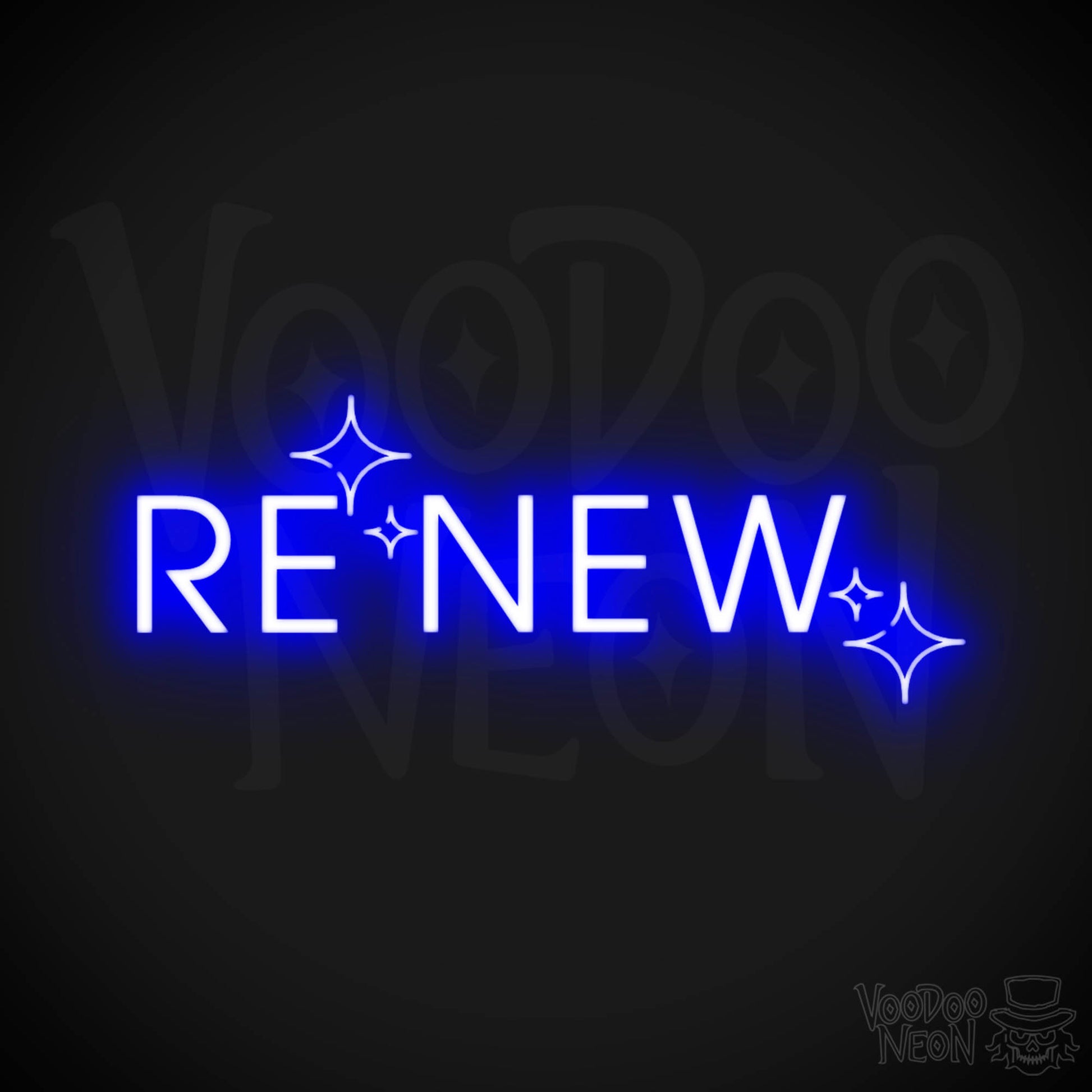 Renew Neon Sign - Neon Renew Sign - Color Dark Blue