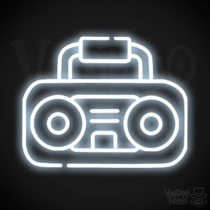Boombox Neon Sign - Neon Boombox Wall Art - Neon Retro-Boombox Artwork - Color Cool White