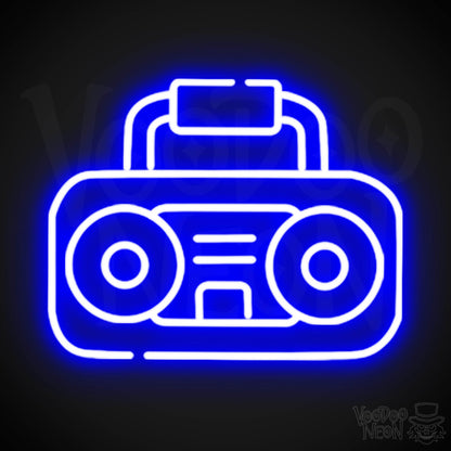 Boombox Neon Sign - Neon Boombox Wall Art - Neon Retro-Boombox Artwork - Color Dark Blue