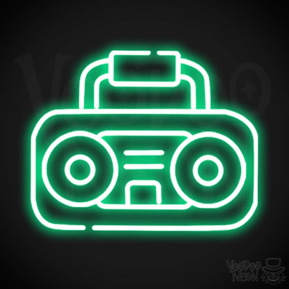 Boombox Neon Sign - Neon Boombox Wall Art - Neon Retro-Boombox Artwork - Color Green