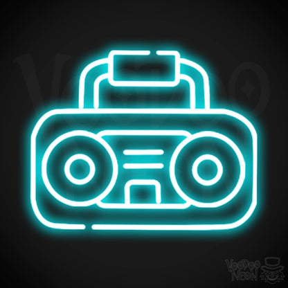Boombox Neon Sign - Neon Boombox Wall Art - Neon Retro-Boombox Artwork - Color Ice Blue
