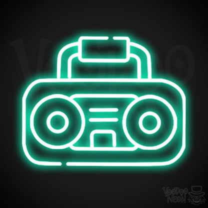 Boombox Neon Sign - Neon Boombox Wall Art - Neon Retro-Boombox Artwork - Color Light Green