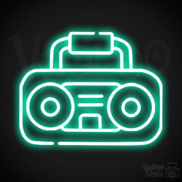 Boombox Neon Sign - Neon Boombox Wall Art - Neon Retro-Boombox Artwork - Color Light Green