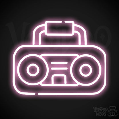 Boombox Neon Sign - Neon Boombox Wall Art - Neon Retro-Boombox Artwork - Color Light Pink