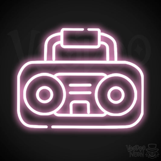 Boombox Neon Sign - Neon Boombox Wall Art - Neon Retro-Boombox Artwork - Color Light Pink