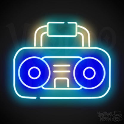 Boombox Neon Sign - Neon Boombox Wall Art - Neon Retro-Boombox Artwork - Color Multi-Color