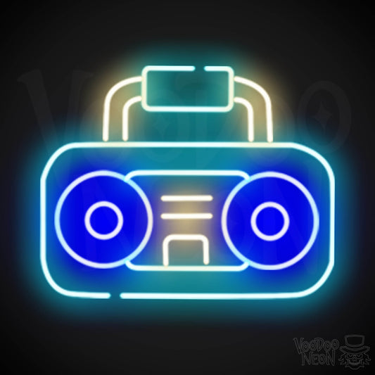 Boombox Neon Sign - Neon Boombox Wall Art - Neon Retro-Boombox Artwork - Color Multi-Color
