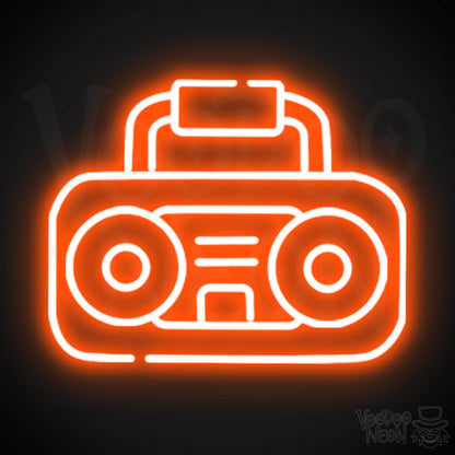 Boombox Neon Sign - Neon Boombox Wall Art - Neon Retro-Boombox Artwork - Color Orange