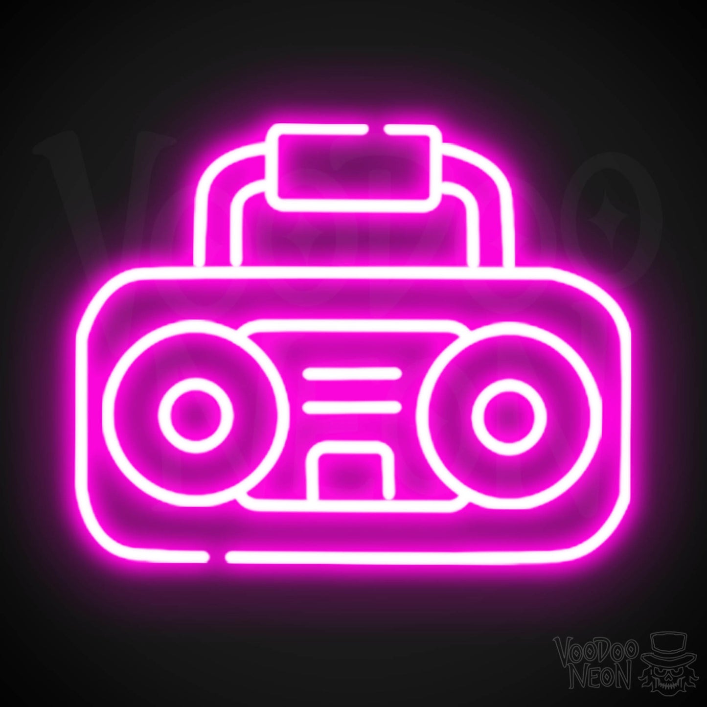 Boombox Neon Sign - Neon Boombox Wall Art - Neon Retro-Boombox Artwork - Color Pink