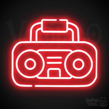 Boombox Neon Sign - Neon Boombox Wall Art - Neon Retro-Boombox Artwork - Color Red