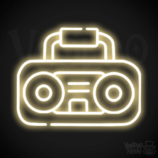 Boombox Neon Sign - Neon Boombox Wall Art - Neon Retro-Boombox Artwork - Color Warm White