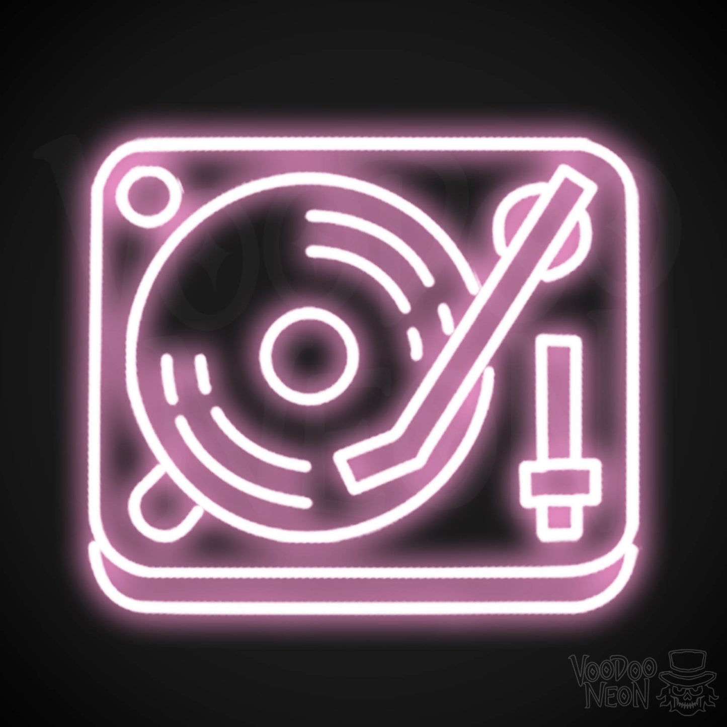 Retro Record Player Neon Sign - Record Player Neon Wall Art - Color Light Pink