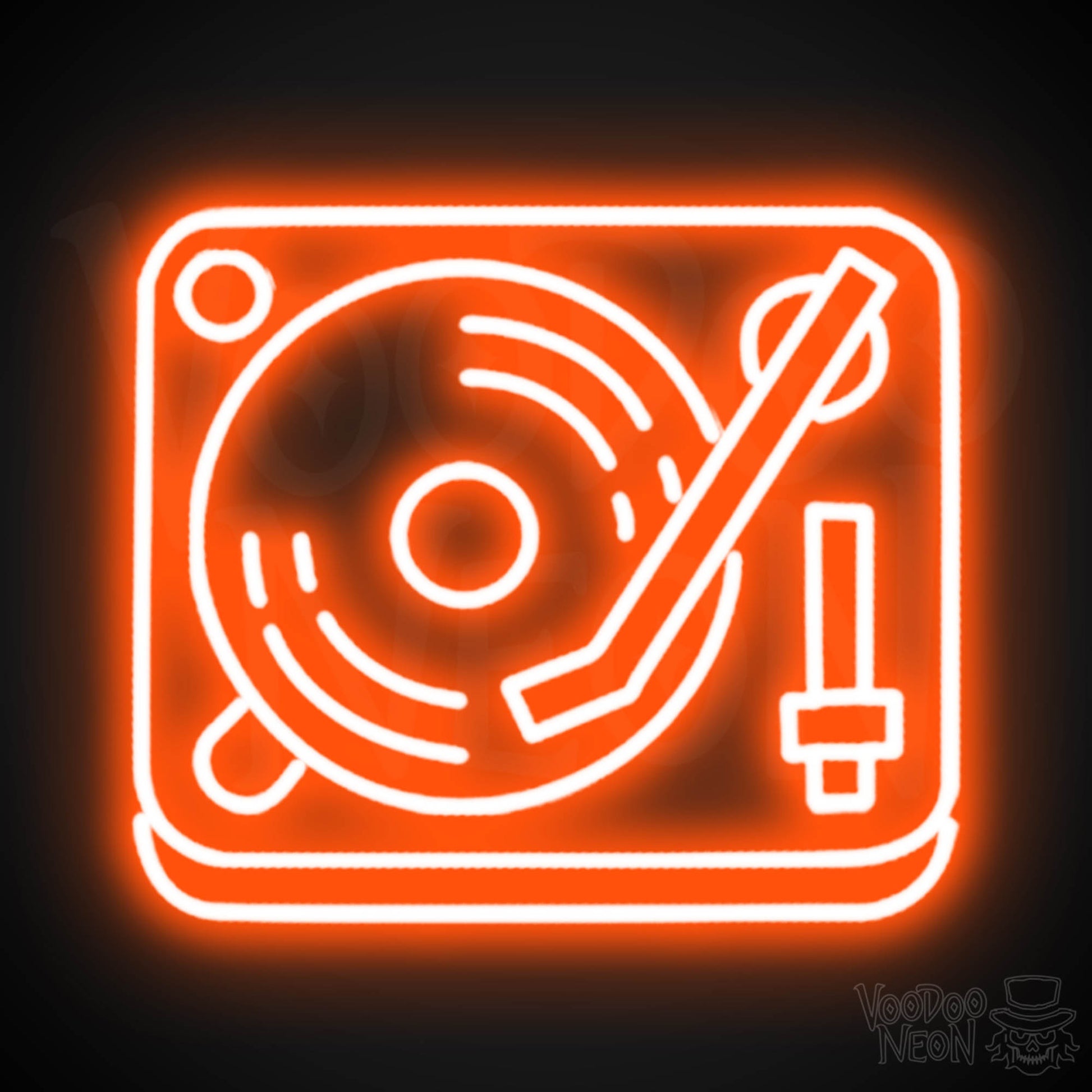 Retro Record Player Neon Sign - Record Player Neon Wall Art - Color Orange