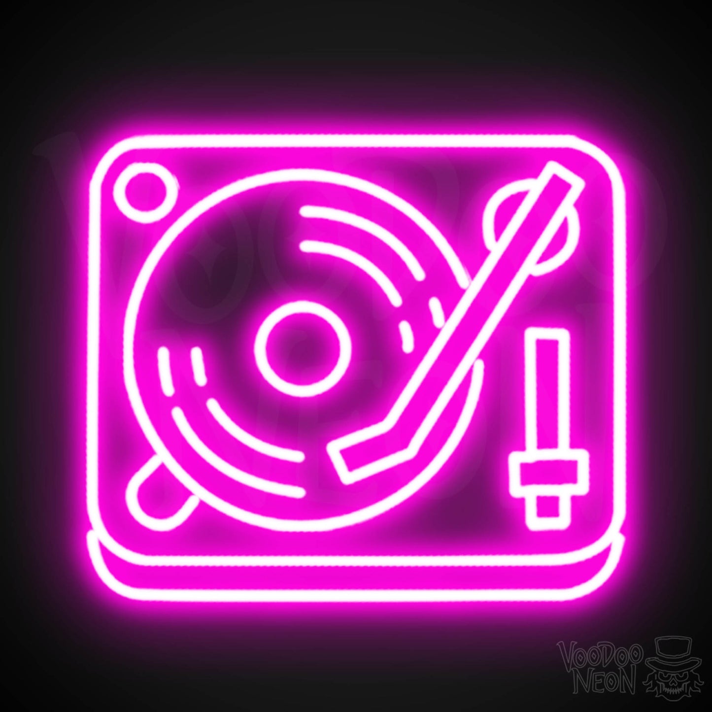 Retro Record Player Neon Sign - Record Player Neon Wall Art - Color Pink