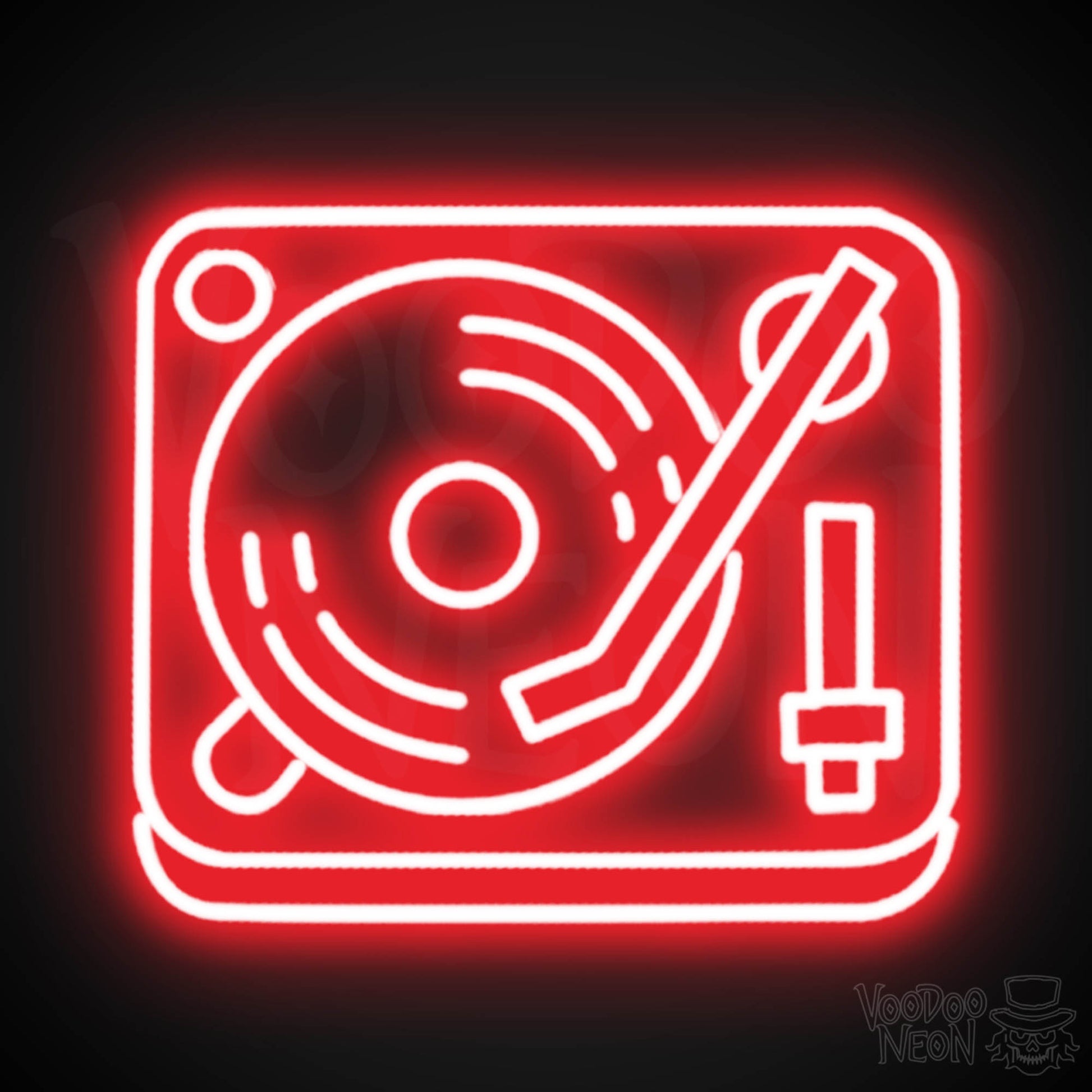 Retro Record Player Neon Sign - Record Player Neon Wall Art - Color Red