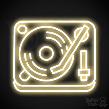 Retro Record Player Neon Sign - Record Player Neon Wall Art - Color Warm White