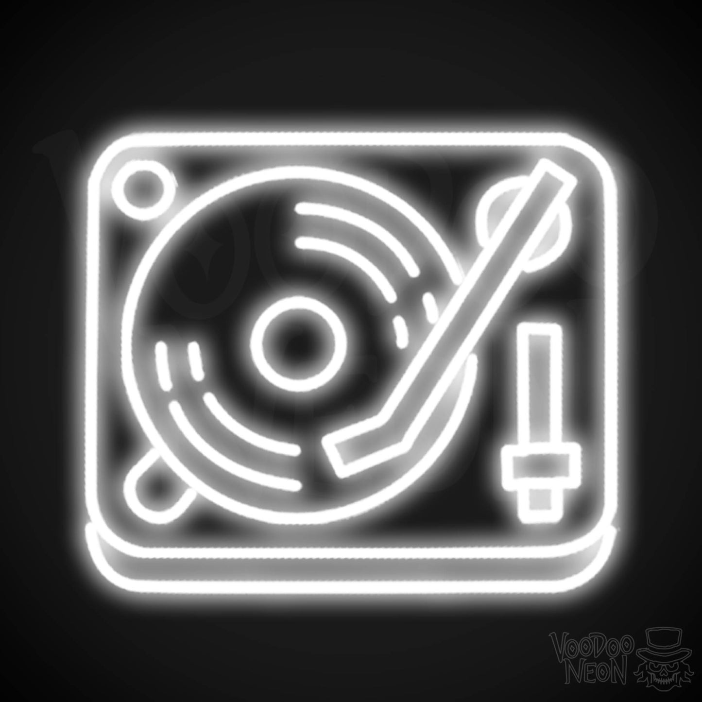 Retro Record Player Neon Sign - Record Player Neon Wall Art - Color White